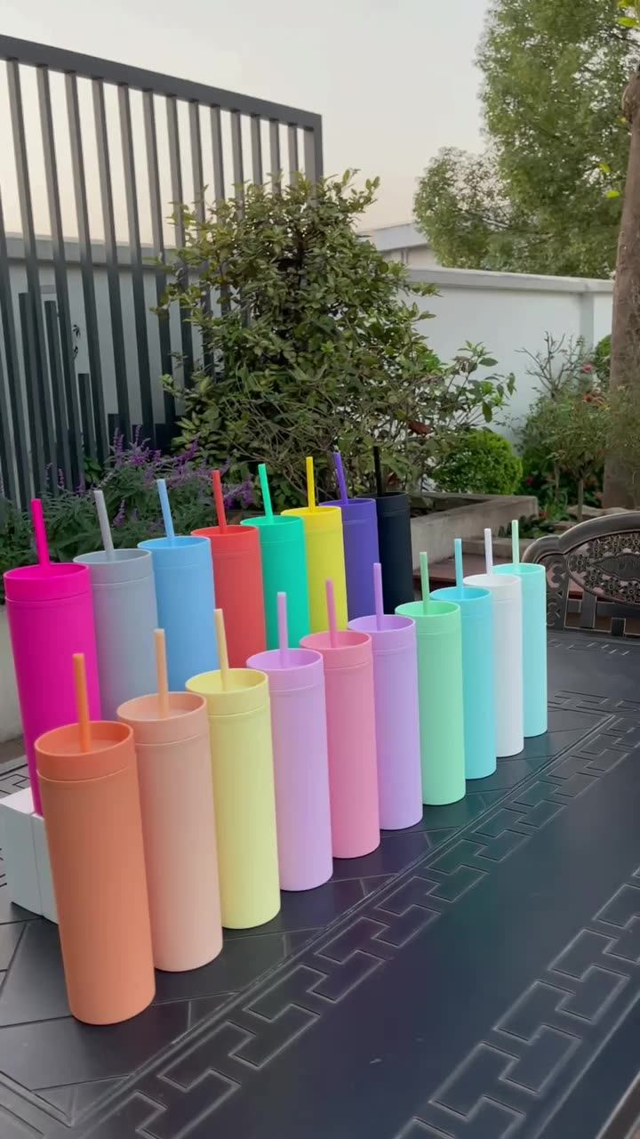 16oz Skinny Plastic Bpa Acrylic Tumbler Cups In Bulk Water Bottle With