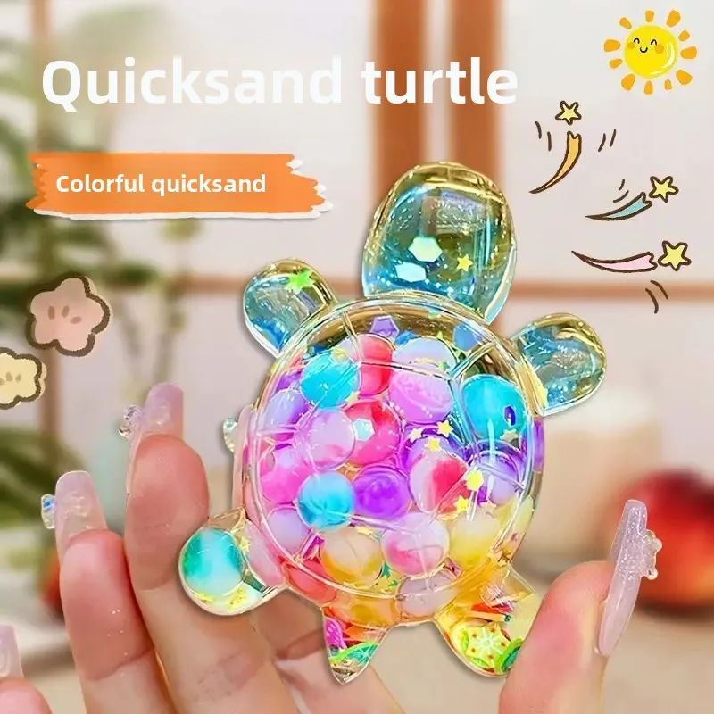Flashing Liquid Sand Turtle Figurine Pair - Giant Cute Internet Celebrity Luminous Little Turtle Children's Toy Small Figurine