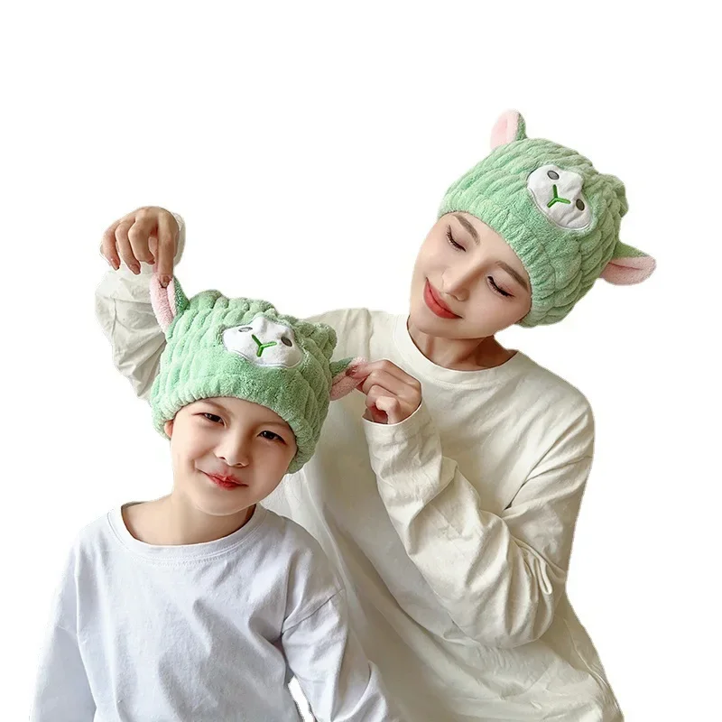 Children's hair drying cap quick-drying super absorbent long hair wiping quick-drying cap lint-free cute thickened cartoon female