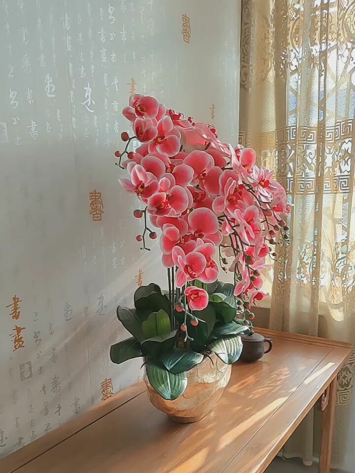 Hejia full feel Phalaenopsis fake flower pot planting simulation flower set Home decoration decorative flower entrance living room ornaments