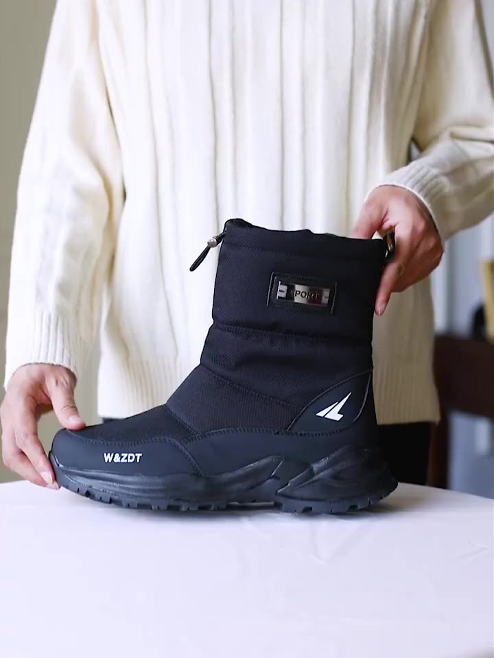 Fashion Winter Black Cotton Sneakers Men Waterproof Shoes Nonslip