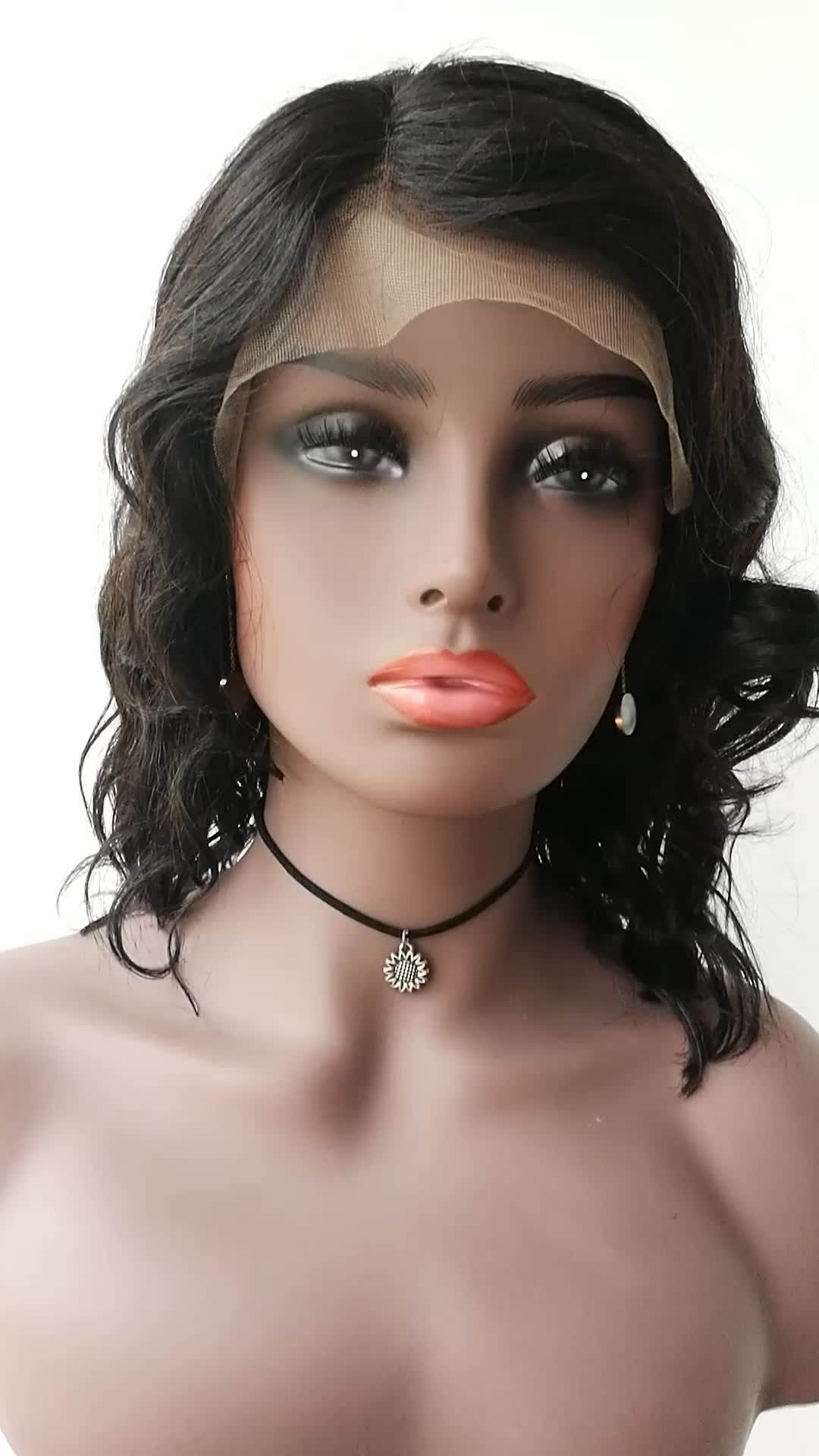 Short Bob Style Virgin European Lace Front Human Hair Wig For Black