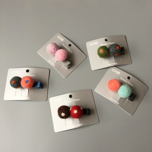 Korean version of the new cute felt ball hairpin hairpin Hair Thread Ball Children Hair Accessories Girl Side Clips