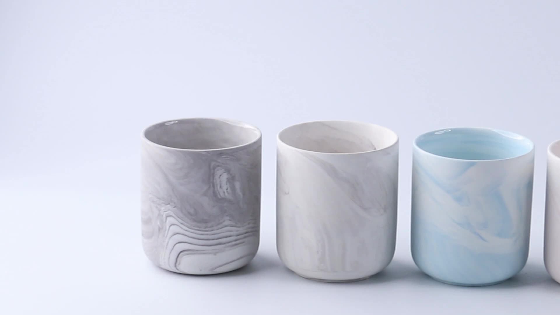 Matt Christmas Luxury Candle Vessels Marble Ceramic Candle Jars In Bulk