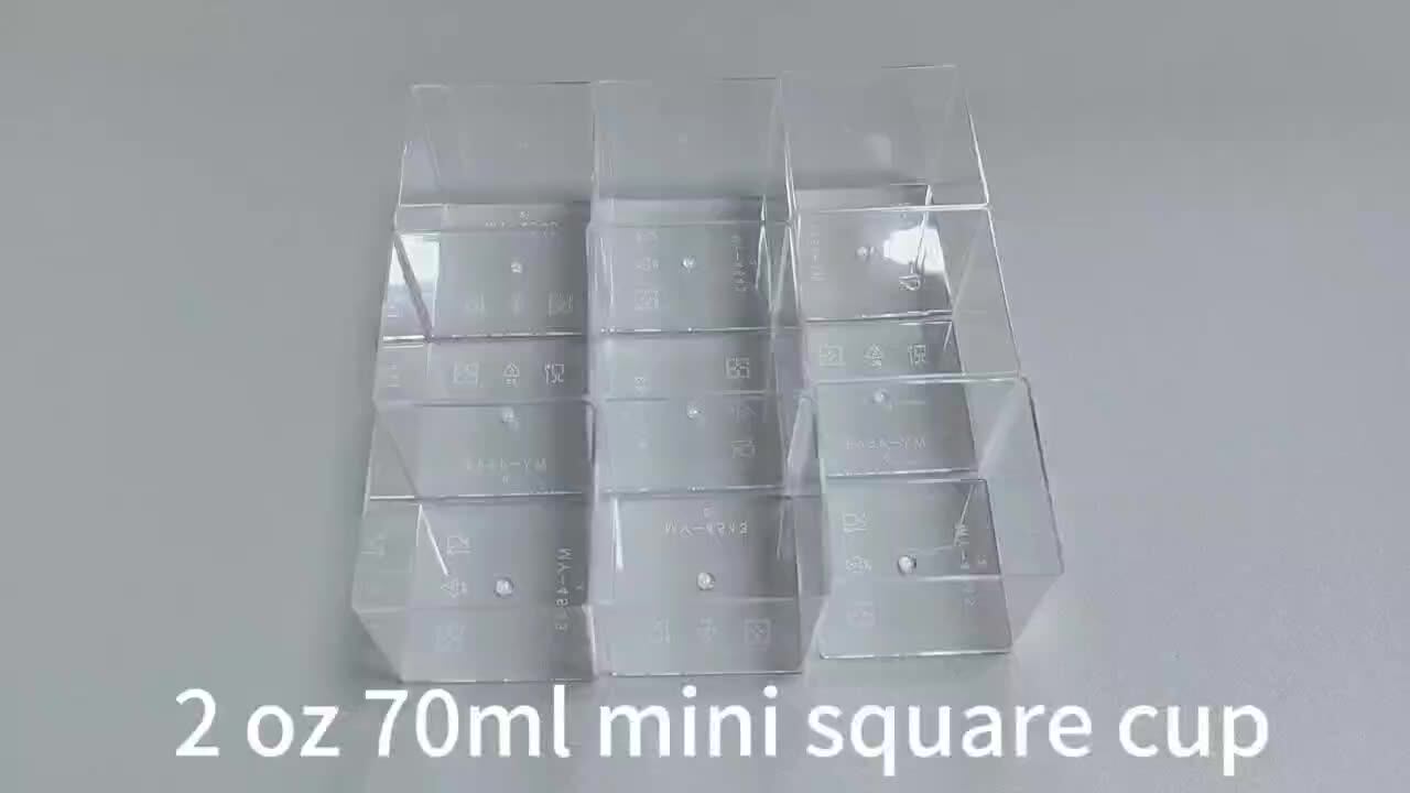 Disposable Clear Plastic Square Cups Mini Dessert Cups Box With Inserts