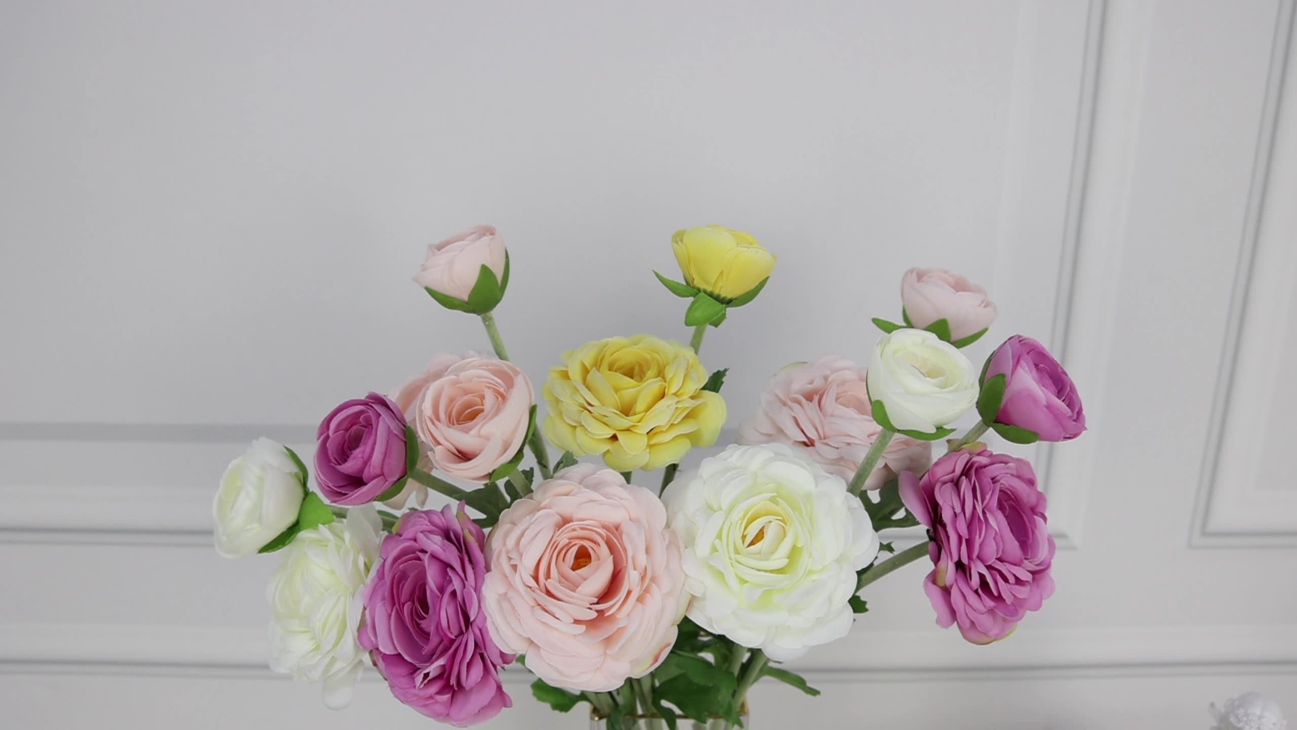 Wholesale 2heads Artificial Tea Rose Pink Flower Silk Fabric