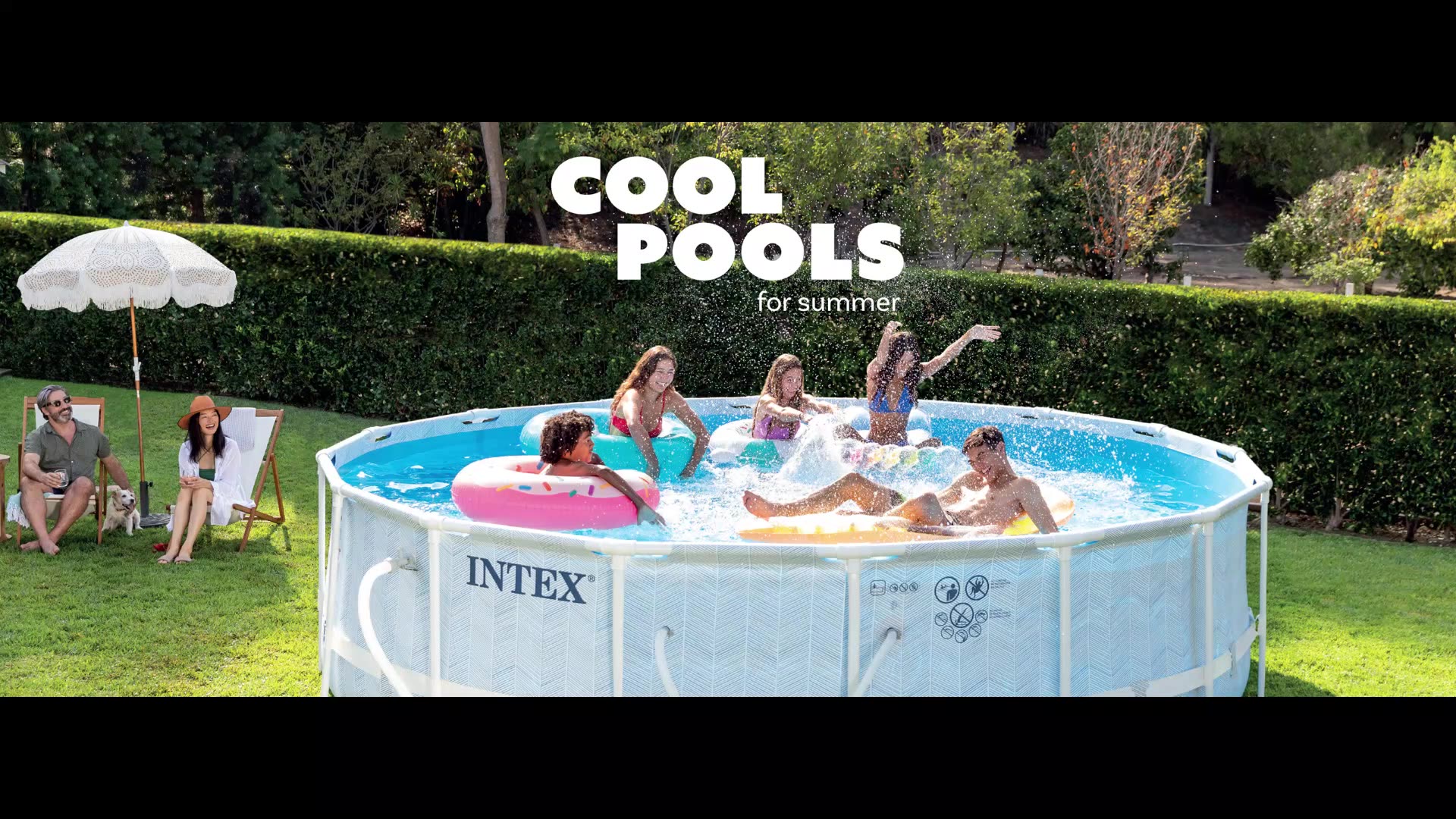 Intex 26364 24ft Large Fast Set Rectangular Steel Frame Pool Indoor