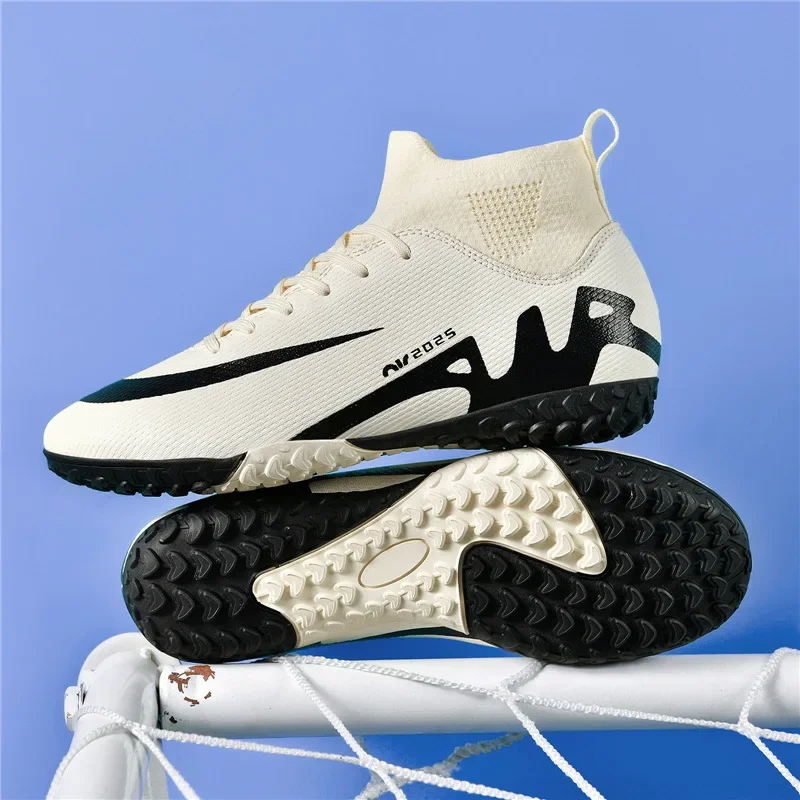 plus size Cross-border Short Nail Training Football Shoes High-top Leather Crushed Nail Leather Foot sneaker Youth Competition Sneakers Men