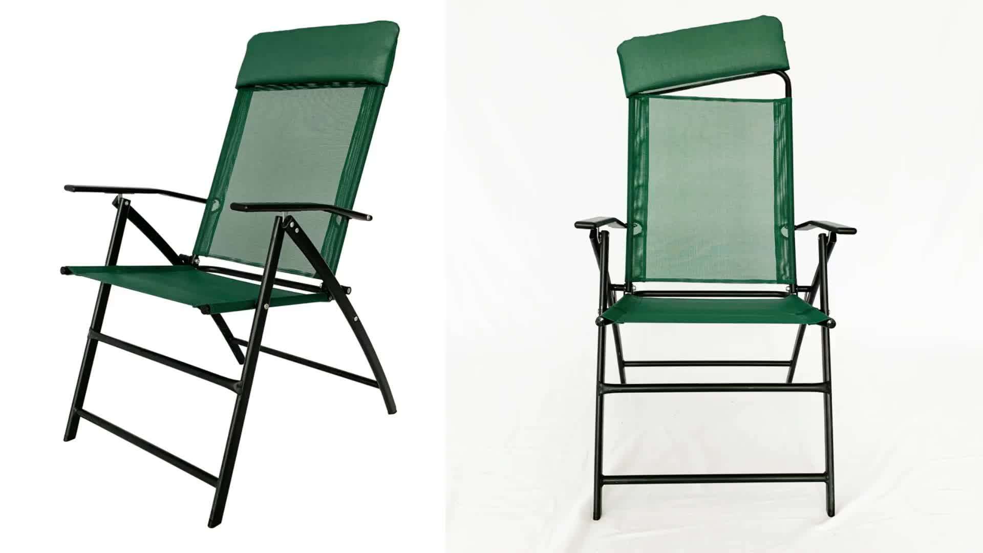 Steel Frame Fabric Garden Folding Chair With Pillow Buy Chair With