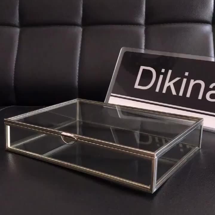 In Stock ! 9 Colors Brass And Silver Glass Box With Or Without