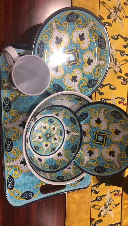 Sebest Unbreakable Moroccan Pattern Blue Dishware Dinner Plate Melamine