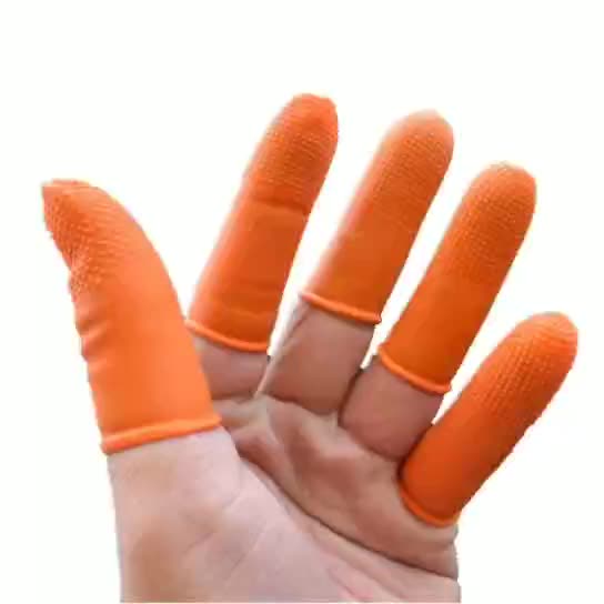 Chống Trơn Trượt Bộ Ngón Tay Orange Trắng Rỗ Dùng Một Lần Cao Su Cao Su Bảo Vệ Đếm Tiền Phân Trang Bảo Hiểm Lao Động Bộ Ngón Tay 