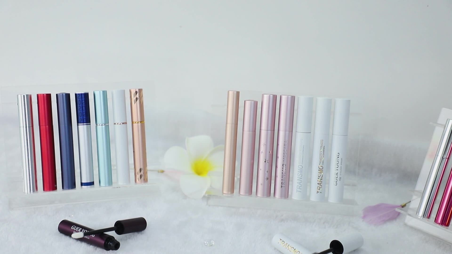 Aluminum Custom Logo Eyelash Serum Mascara Bottle Packaging 9ml Cylinder Eyelash Mascara Tube