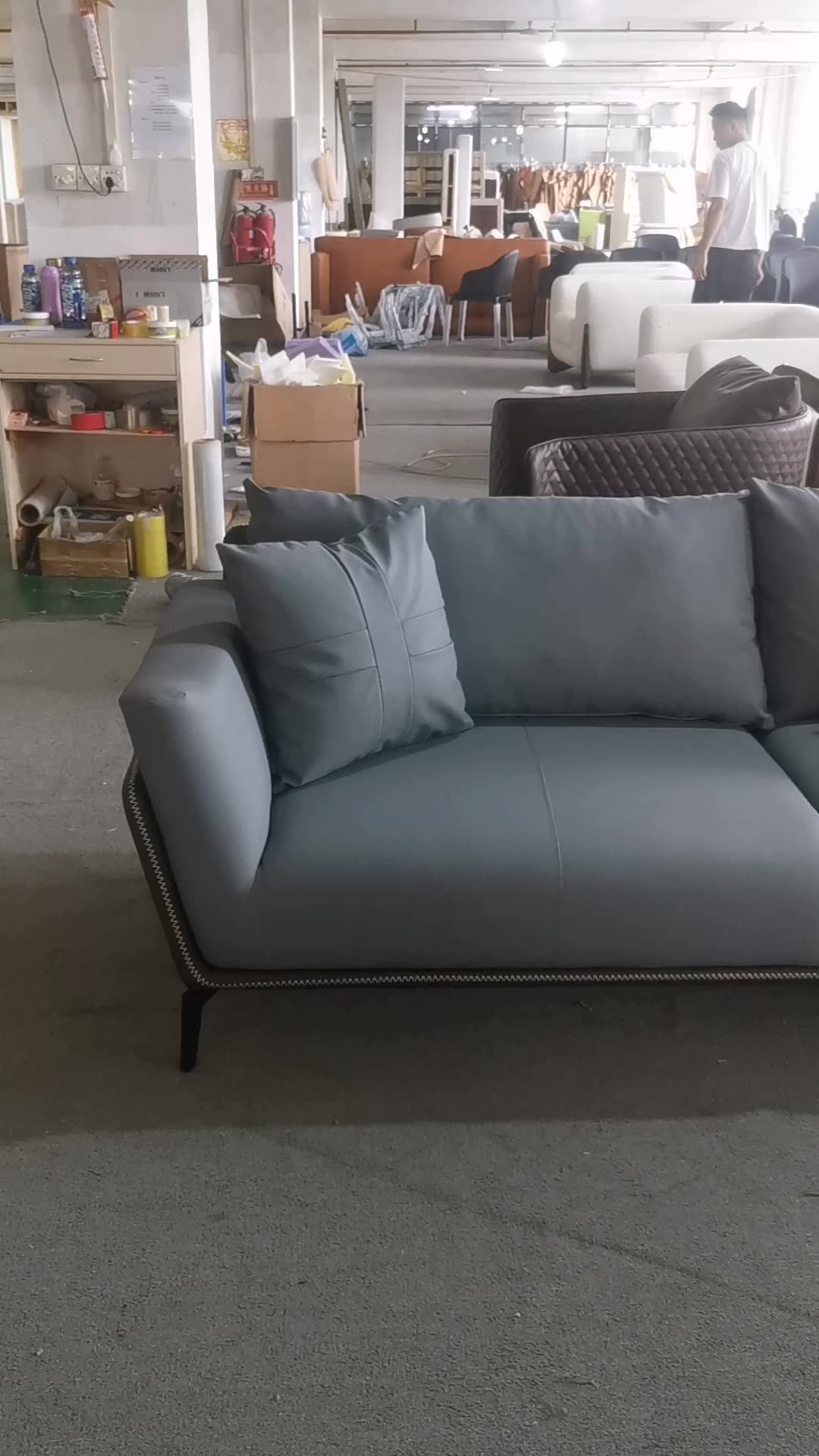 Modern Living Room Sofa Set - 1+1+3 PU Leather with Metal Legs