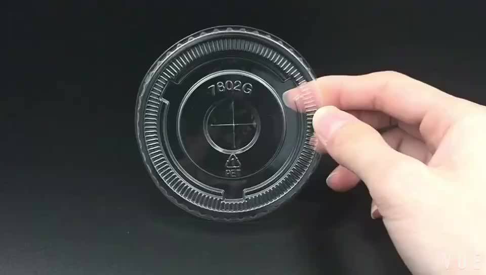 98mm Caliber Plastic Disposable Pla Pet Transparent Flat Lid Half Open
