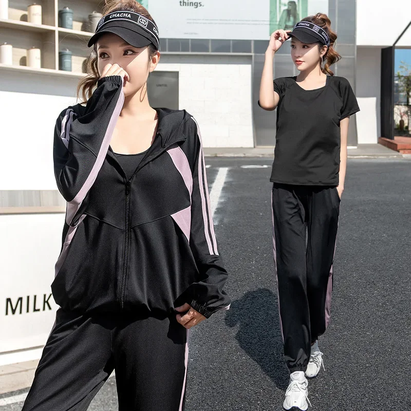 New sports suit women's autumn and winter plus size slimming quick-drying gym morning running high-end loose internet celebrity yoga clothes