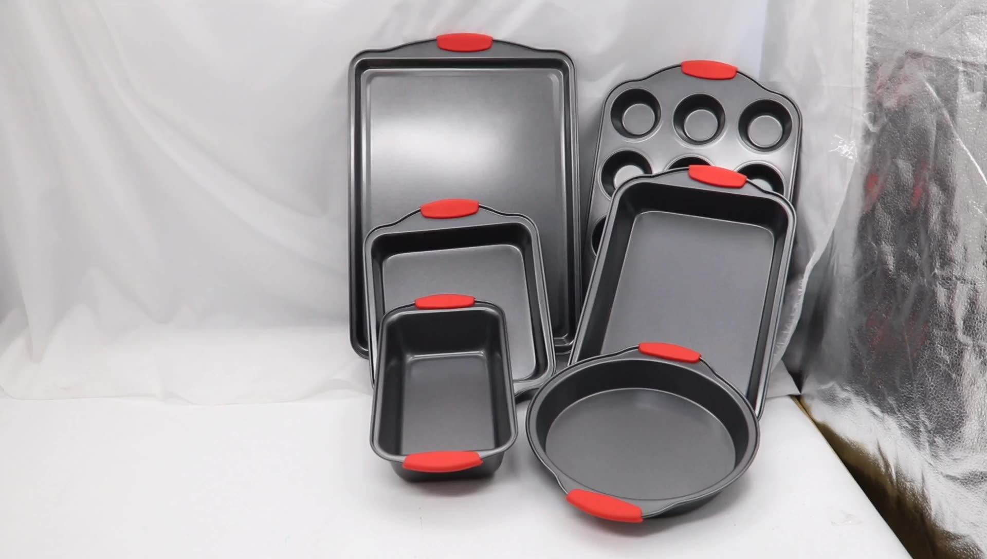 Customized Home 10 Piece Silicone Handles Metal Carbon Steel Nonstick Cake Baking Set For Use