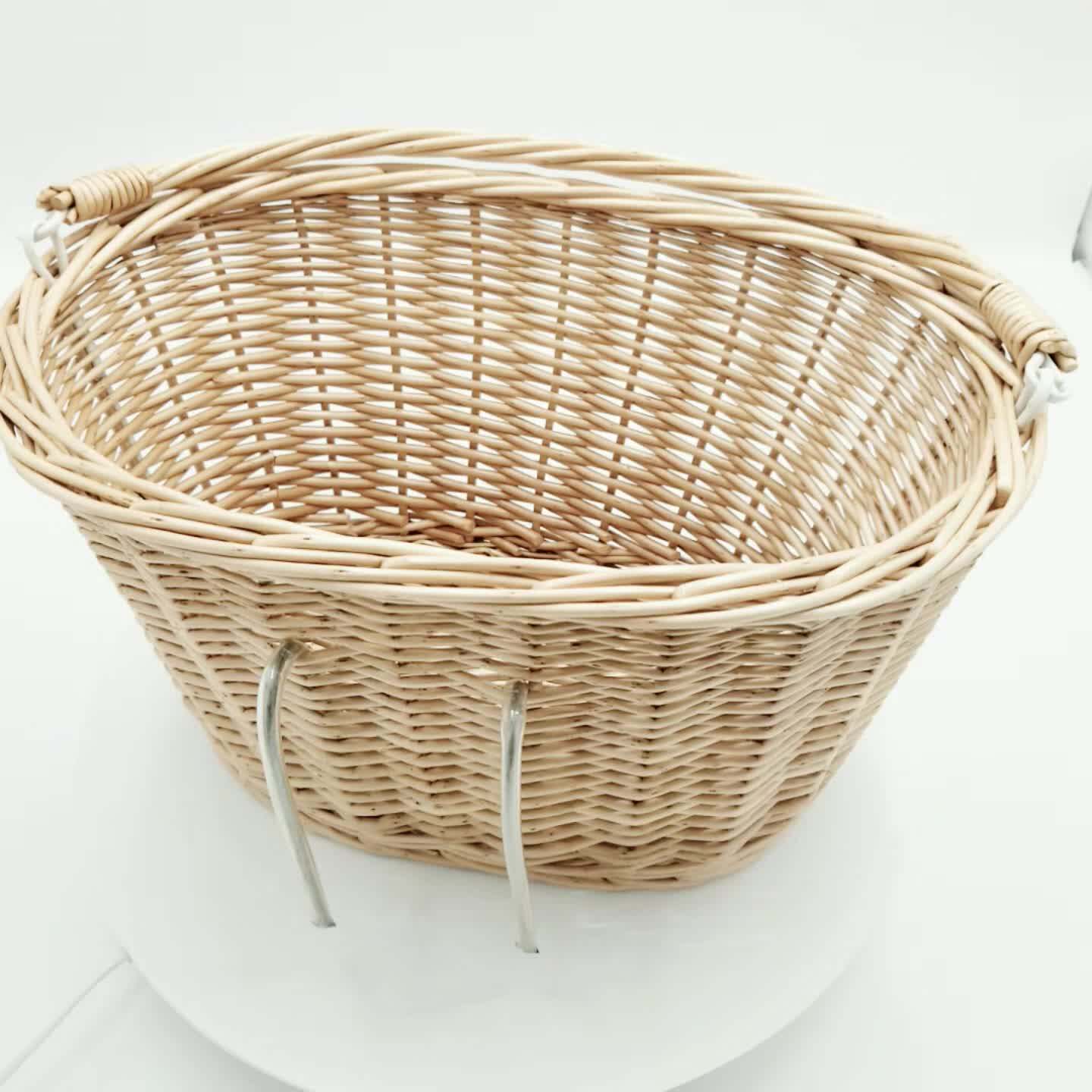 Good Quality Quick Release Rattan Bike Basket Removable Willow Bicycle