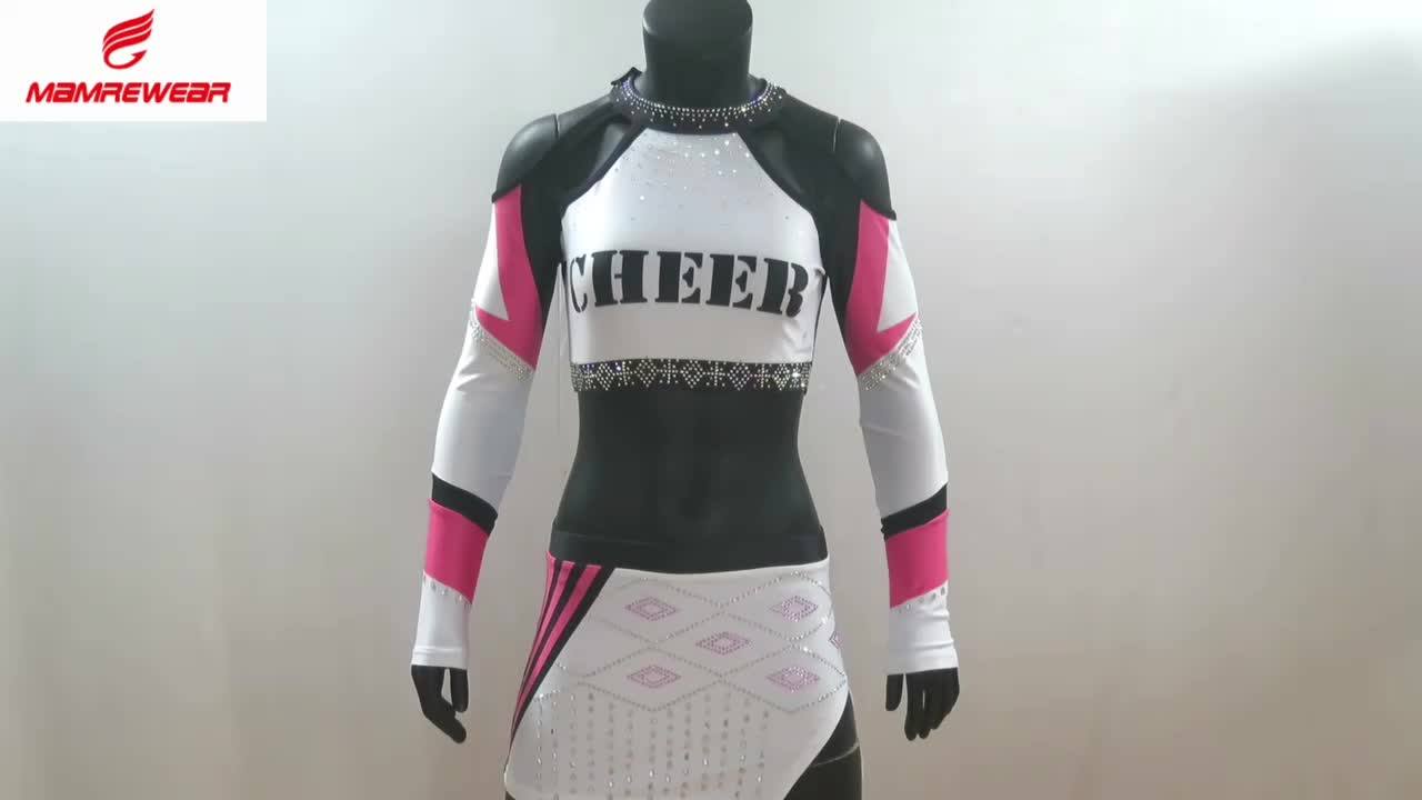 Kids Rhinestones Cheerleading Uniforms,Cheerleader Top And Short,Youth