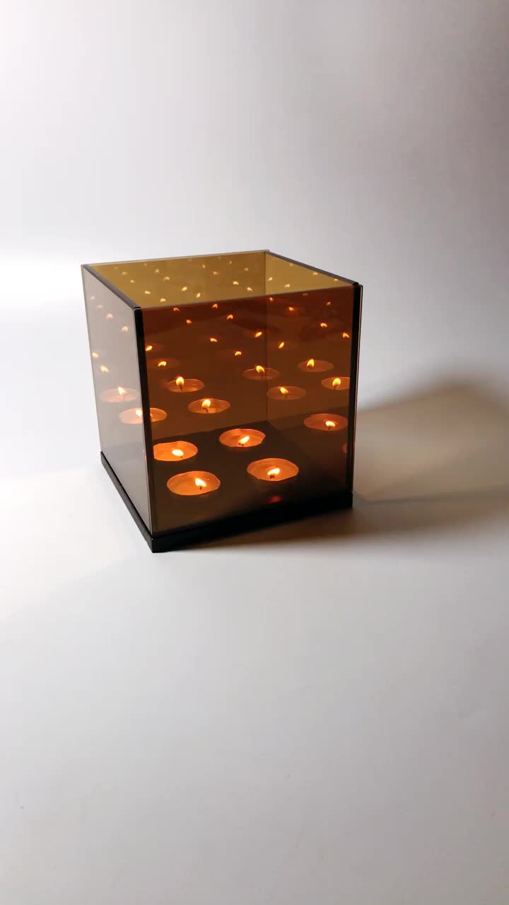 Table Top Infinity Mirror Candle Holder For Shelf Center Piece Classy
