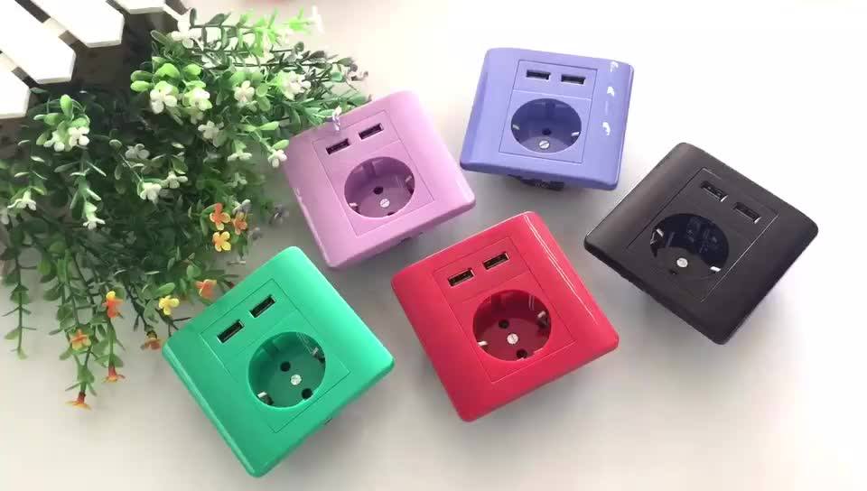 Denmark Eu Colorful Multifunction Wall Safety Socket With Dual Usb