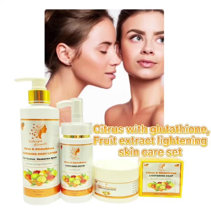 Private Label Oem Citrus Lightening Body Care Kits Glutathion Fruit Extract Remove Black Spots