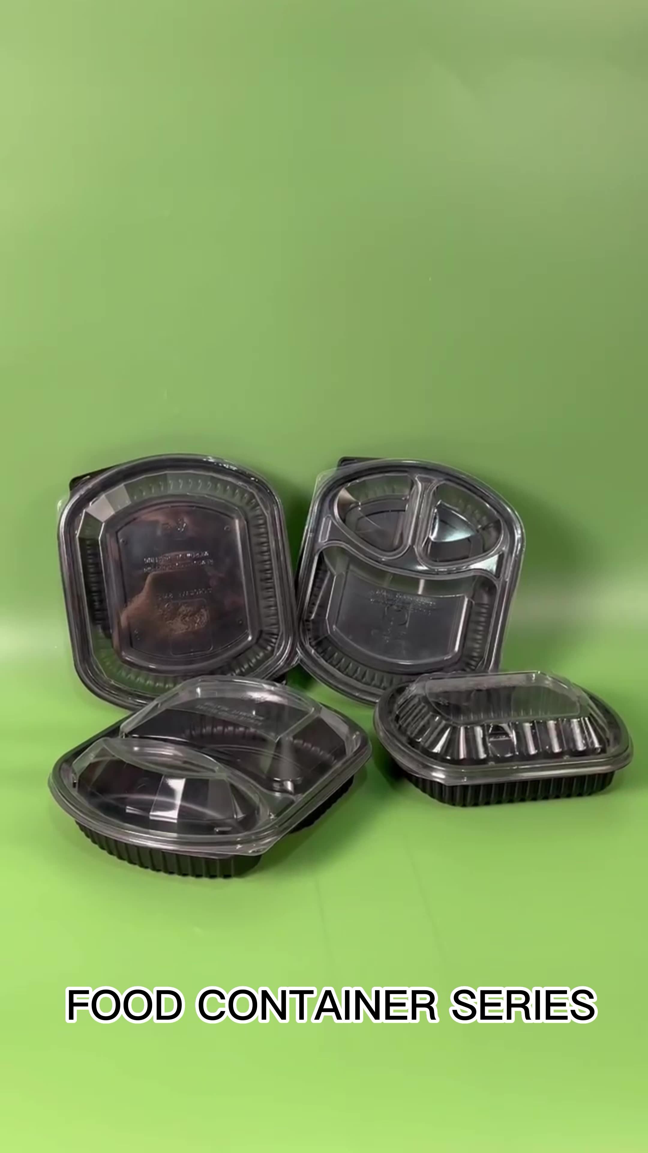 Custom Lunch Box Plastic Microwavable 3 Compartments Black Bento Lunch Box Container Disposable