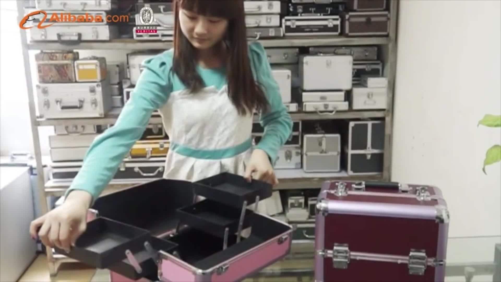 4 Colors Aluminum Vanity Case And Makeup Case With Trays And Mirror