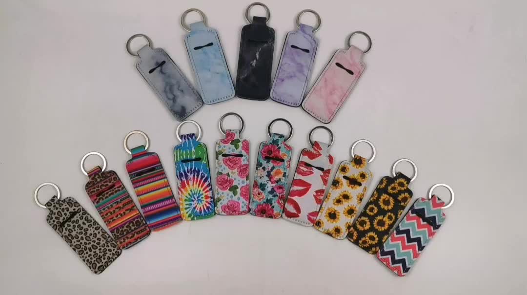 Wholesale Price Lip Gloss Holder Keychain Neoprene Chapstick Holder