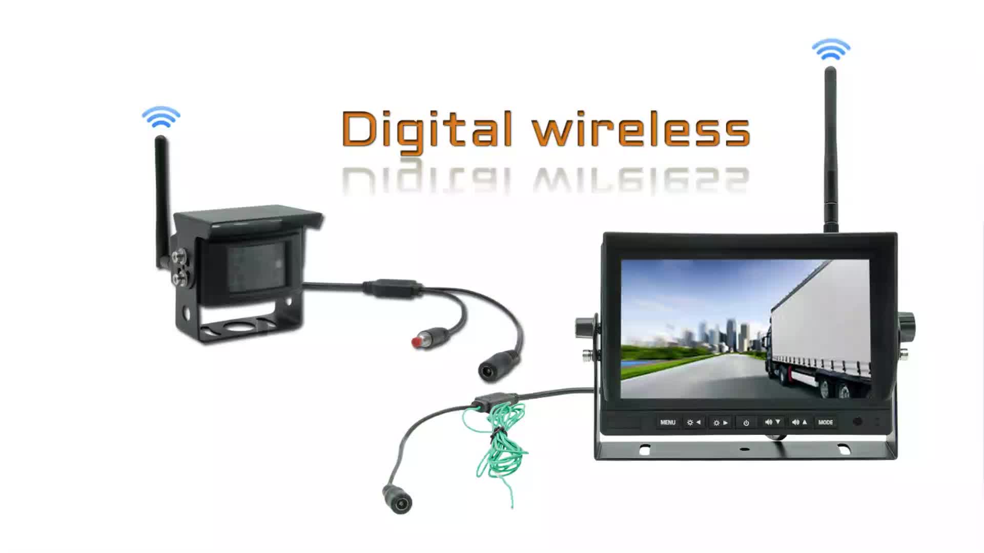 7 Inch 12v Car Monitor Security Camera System Wireless,Rear View Cctv