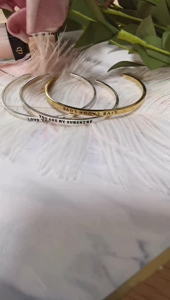 Wholesale Fashion Engraved Cuff Bracelet 316l Stainless Steel Bracelet