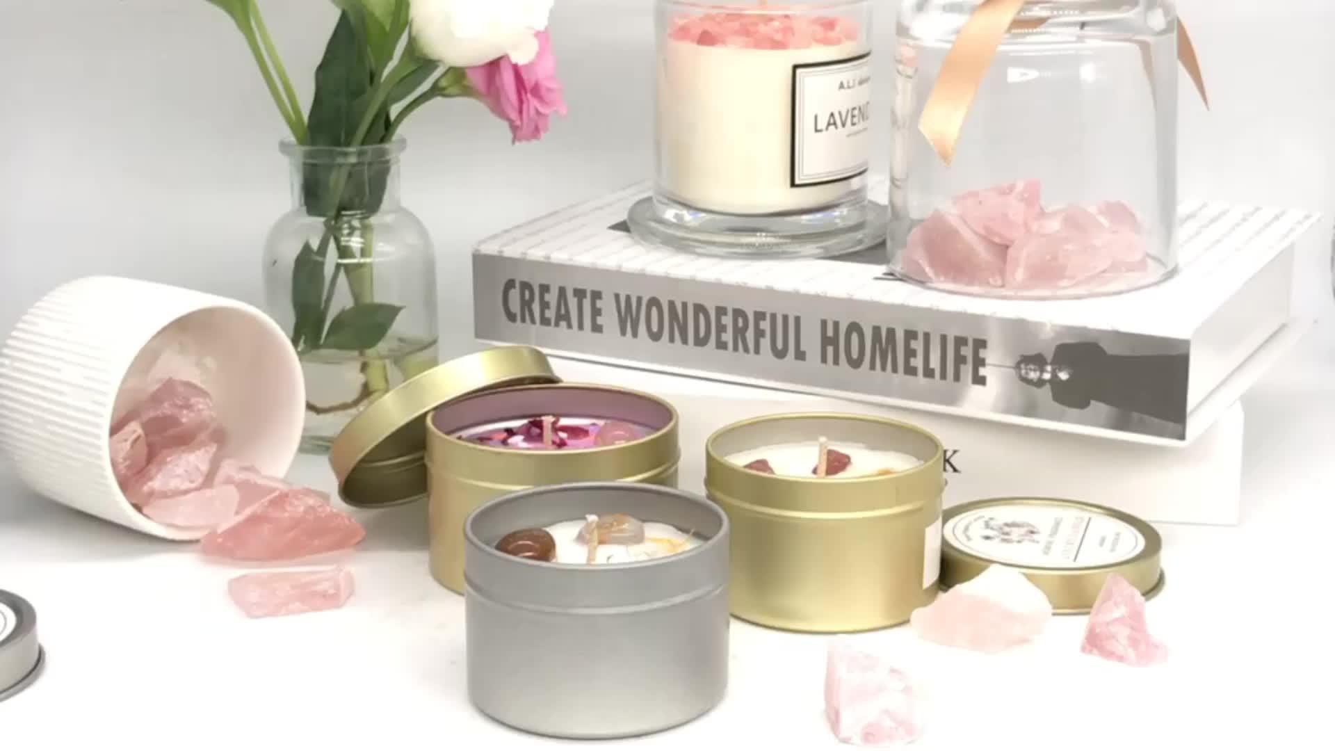 Wedding Gift Vintage Tin Jar Scented Dried Flower Healing Crystal