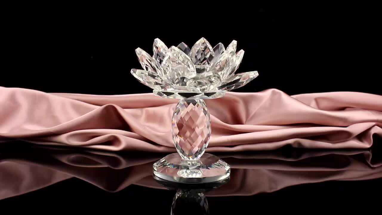2020 K9 Lotus Crystal Candle Holder/crystal Lotus Candlestick For For