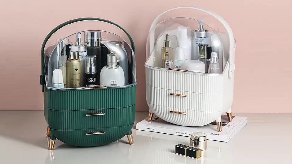 Dust Proof Plastic Makeup Jewelry Organizer Skincare Shelf Desktop