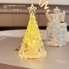 Christmas tree crystal small night light Christmas decoration atmosphere light iceberg rainbow five-pointed star bedside desk transparent light