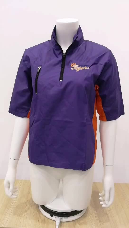 1/4 Zipper Golf Jacket Raincoat Custom Windbreaker Jacket Short Sleeve