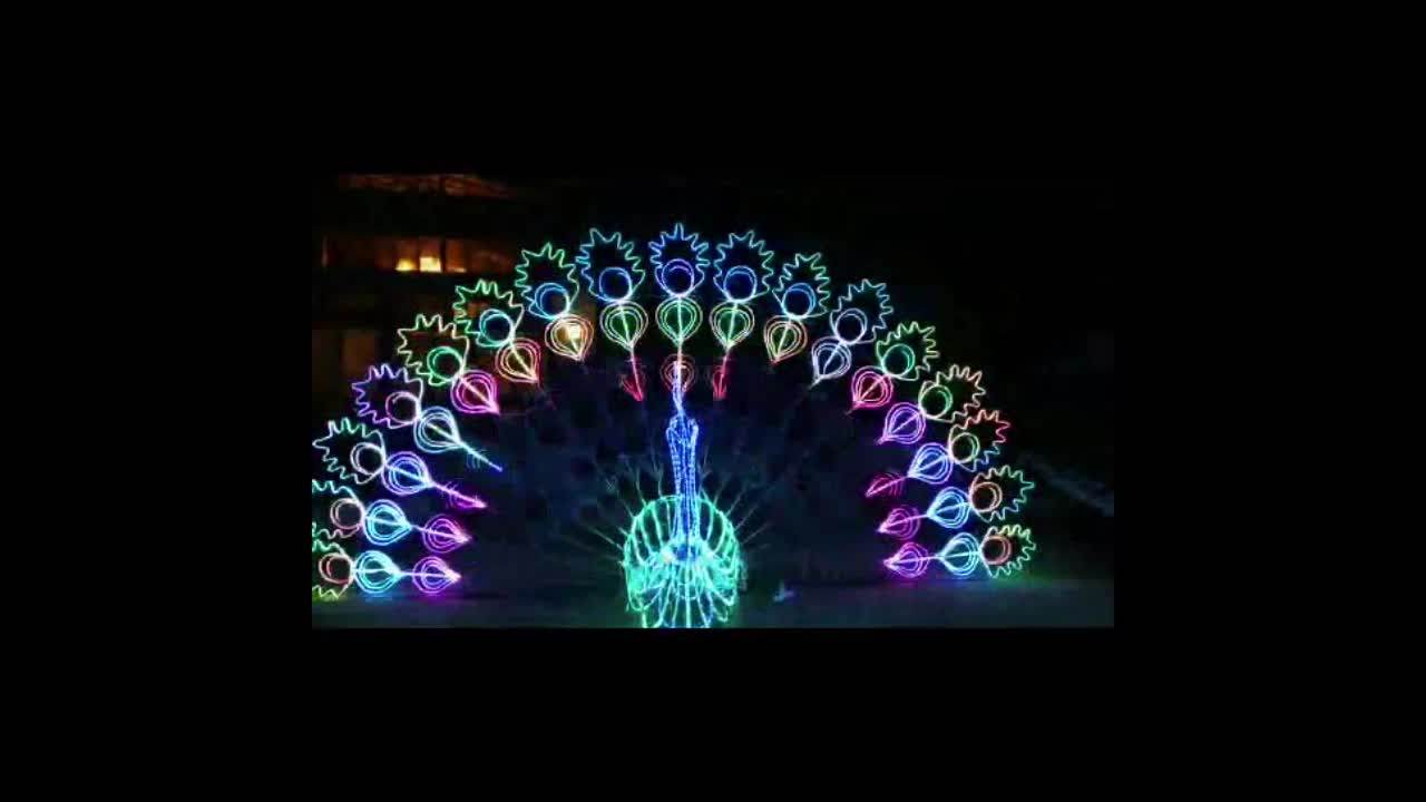 Navidad Holiday Outdoor Garden Ornaments Metal Decorative Led Peacock