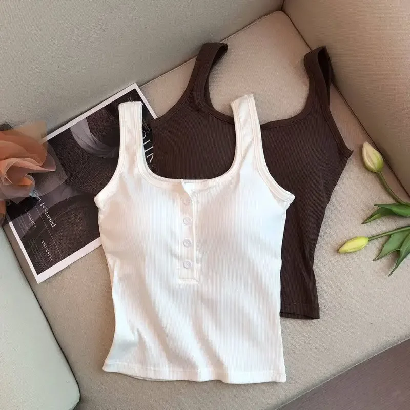 No Steel Ring with Chest Pad Modal Camisole Women's Hot Girl Sexy Beautiful Back Wear Sleeveless Internal Control Base Top