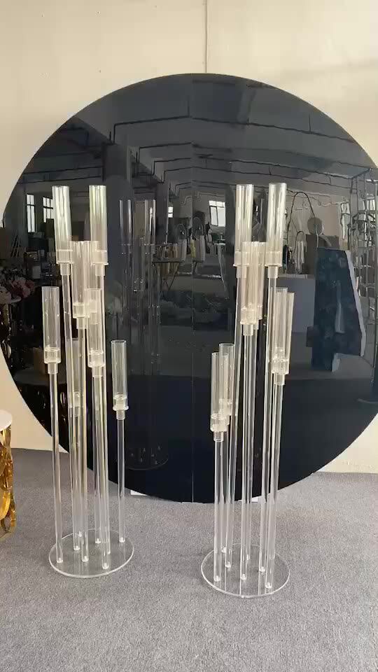 Mirror Base Tall Crystal Candelabra Wedding Centerpieces Glass