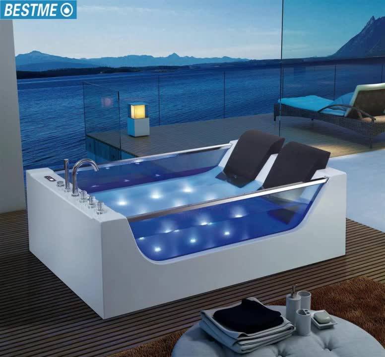 Tempered Glass Side Acrylic Two Person Massage Bathtub Buy Two Person
