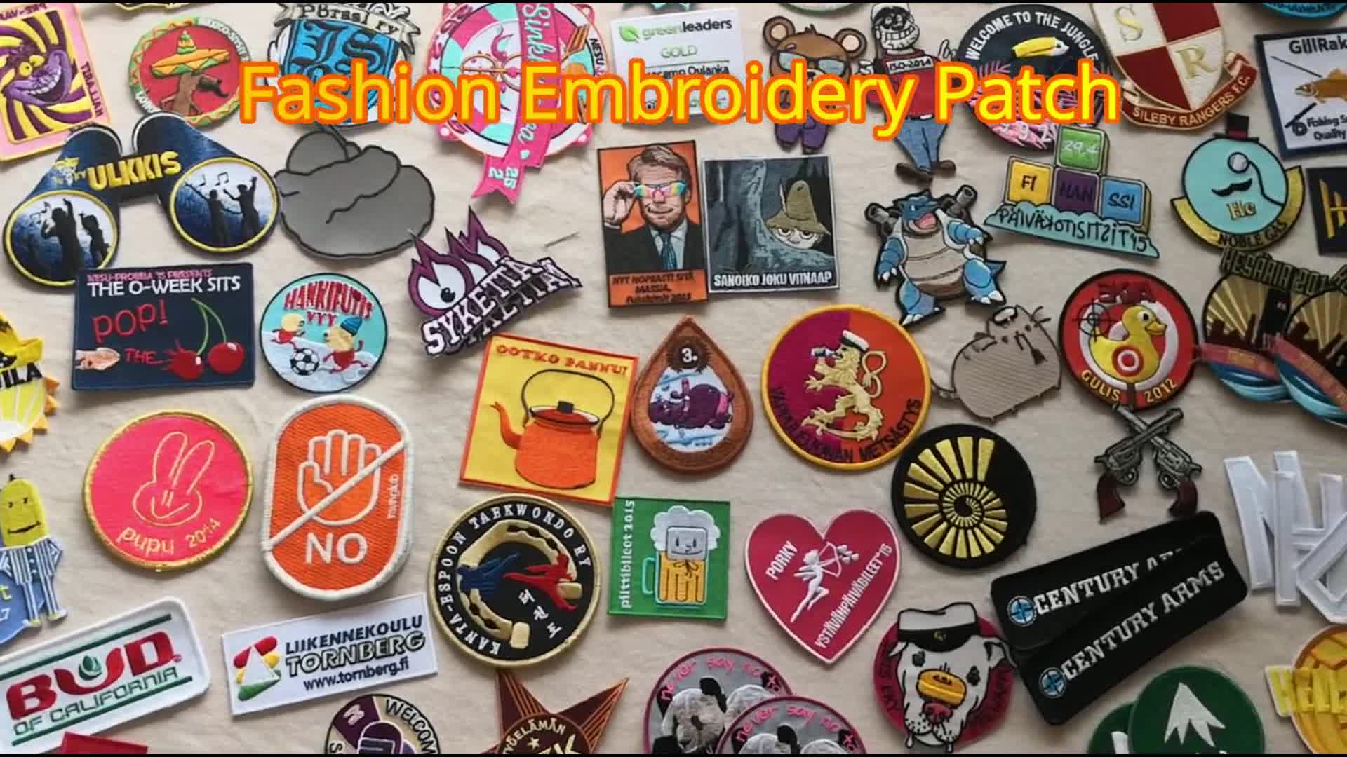 Twill Fabric Heat Apply Badges Custom Cute Animal Logo Embroidery Iron