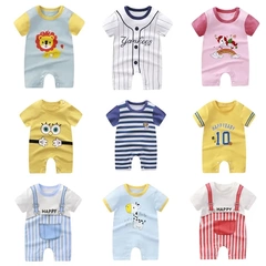 Baby and Toddler Crawling Suit Pure Cotton Summer New Arrival Korean Style Male Baby Thin 2021 Female Short Sleeve Children Onesie T-shirt