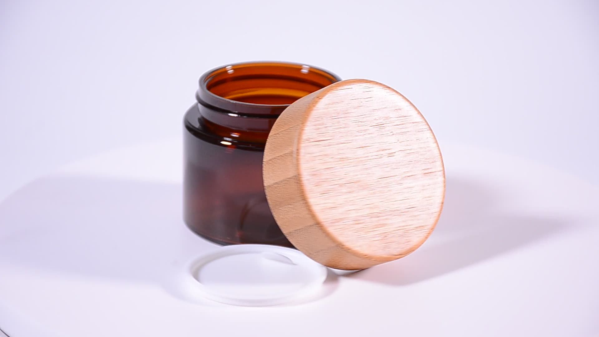 Cosmetic 50g Mber Glass Jar,8 Oz Glass Amber Jar,Amber Glass Jar And Bottle With Bamboo Lids