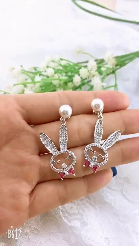 SLUYNZ Sterling Silver Bunny Rabbit Stud Earrings - CZ Accent Hypoallergenic Earrings For Women