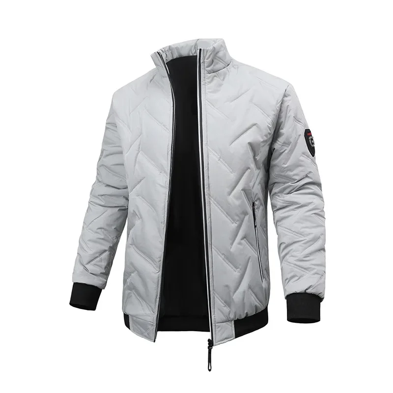 Men's New Winter Cotton Coat Casual Quilted Solid Color Open Collar Laider Cardigan Ultrasonic Cotton Coat
