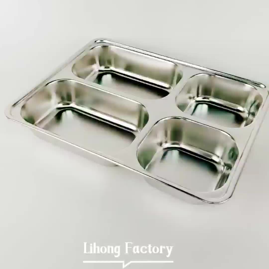 Large Camping Plates 4 Sections Stainless Steel Divided Plate Buy