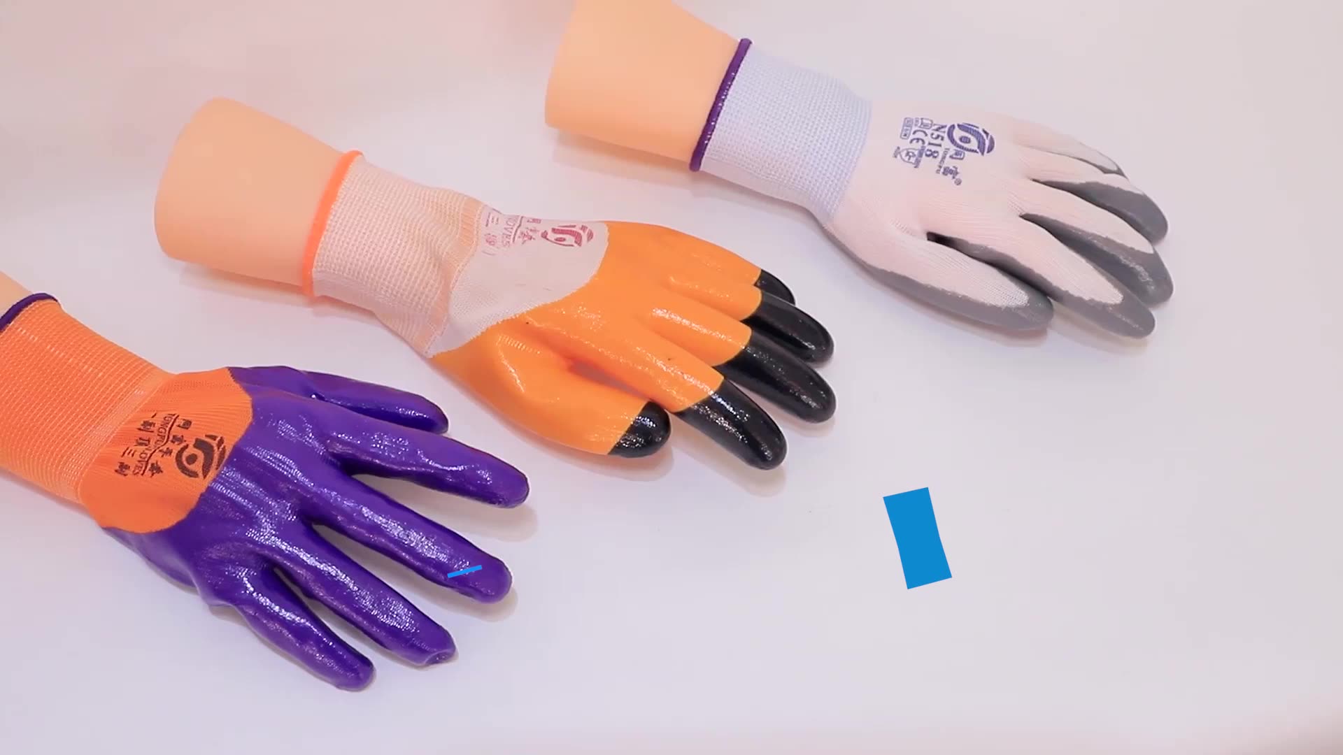 Blue Nitrile Coated Gloves Oilproof Nitrile Plam Gloves Smooth