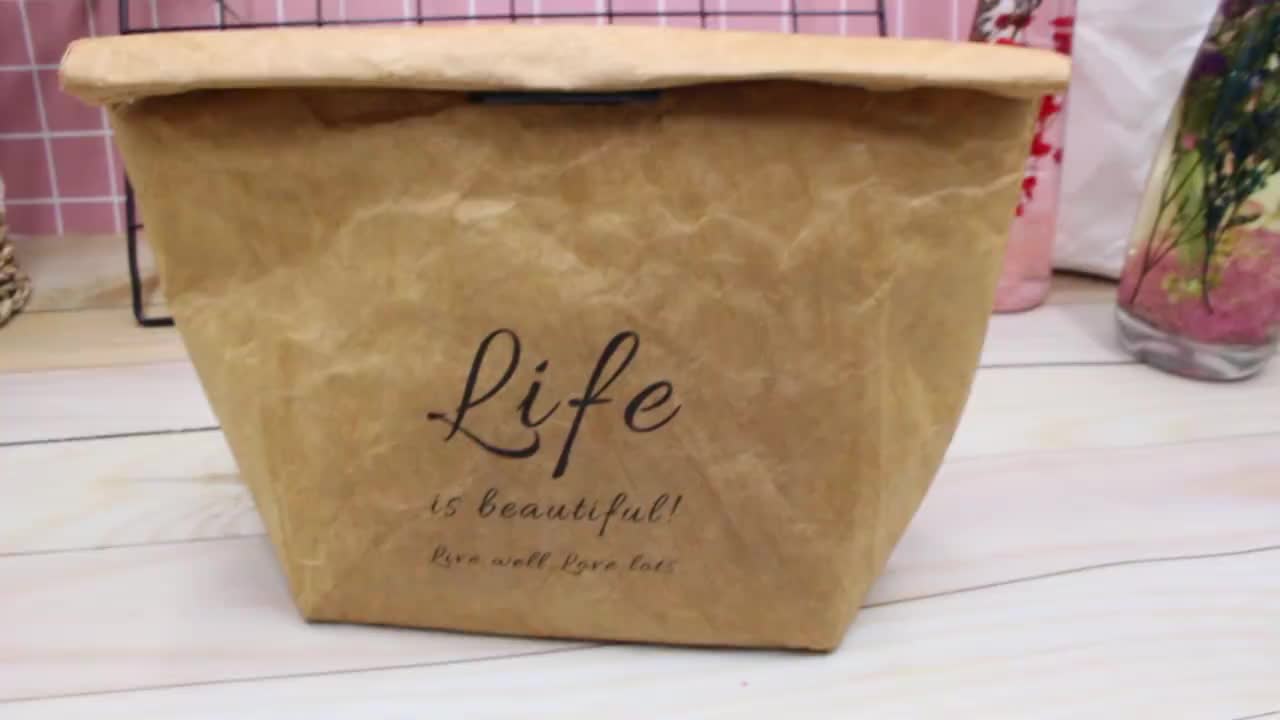 Multipurpose Paper Pack Waterproof Kraft Paper Food Carrier Bag Insulated Tyvek Lunch Bag With