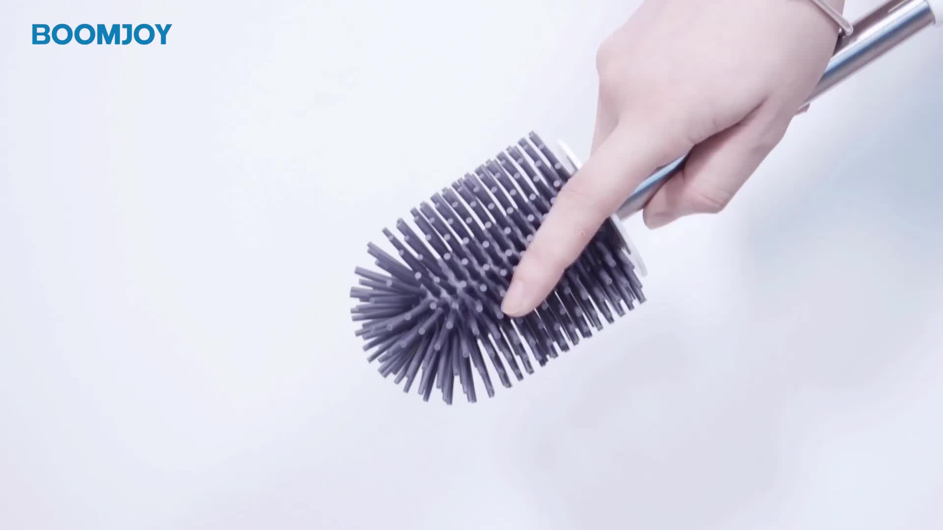 Boomjoy Household Toilet Brush With Holder Set Durable Tpr Round