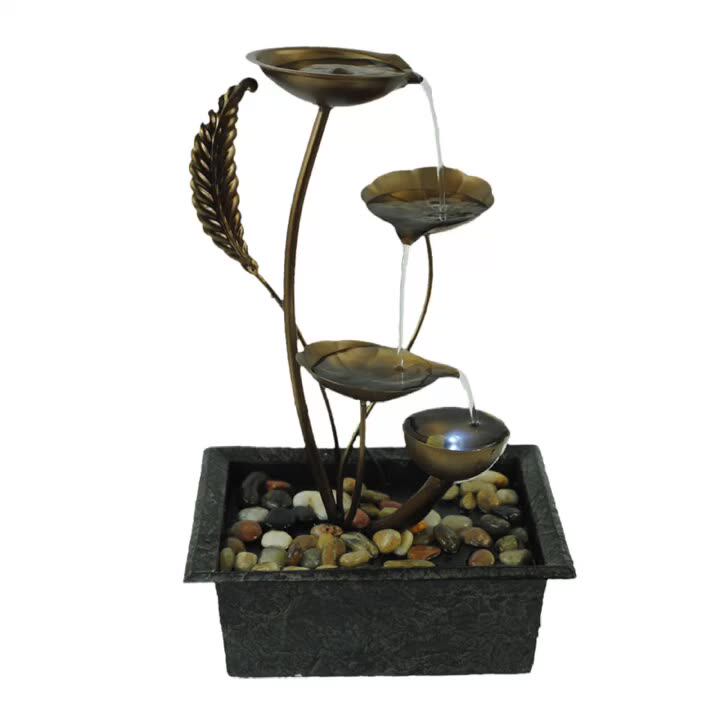 Home Indoor Tabletop Metal Waterfall Tile Display Rack Water Fountain